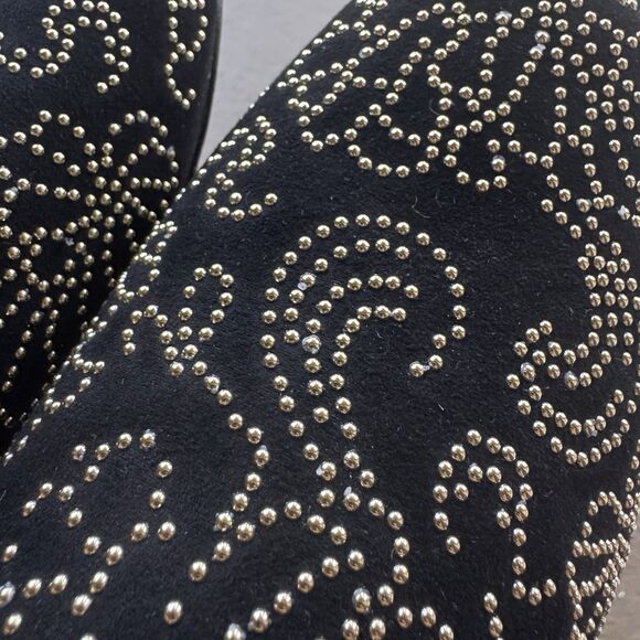 New Chico's Embellished Loafers Black Gold Color Metal Studs Loafer Size 9 - Picture 9 of 12